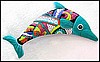 Painted Metal Turquoise Dolphin Wall Hanging - Handcrafted Tropical Garden Decor - 24"